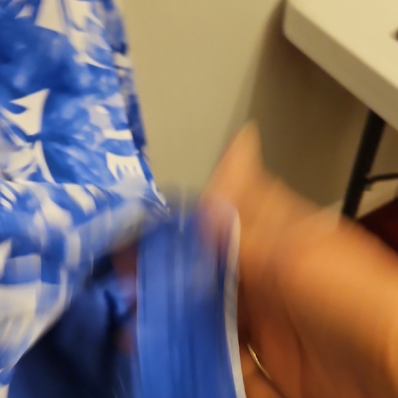 Trina Turk Blue and White Patterned Swimsuit/Rashguard - Picture 4 of 6